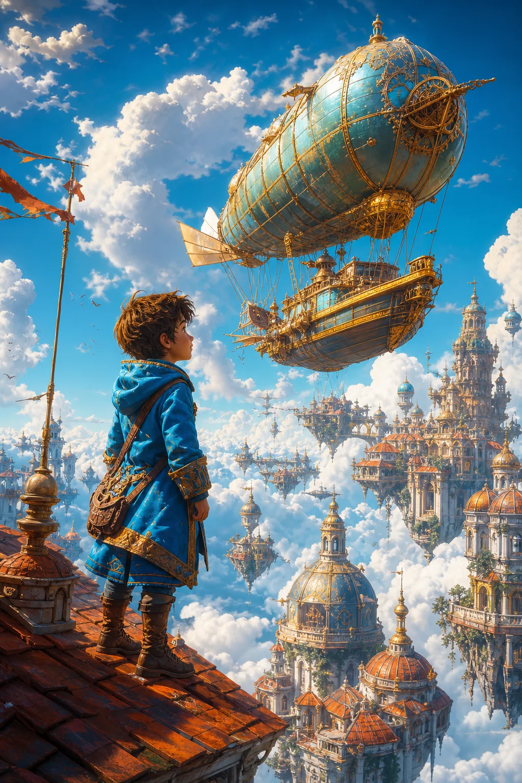 Original artwork for the fictional family adventure Skybound